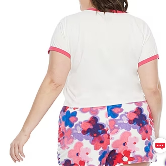 JUICY BY JUICY COUTURE RINGER WOMEN'S PLUS CREW NECK SHORT SLEEVE T-SHIRT 2X 3X - Picture 2 of 3